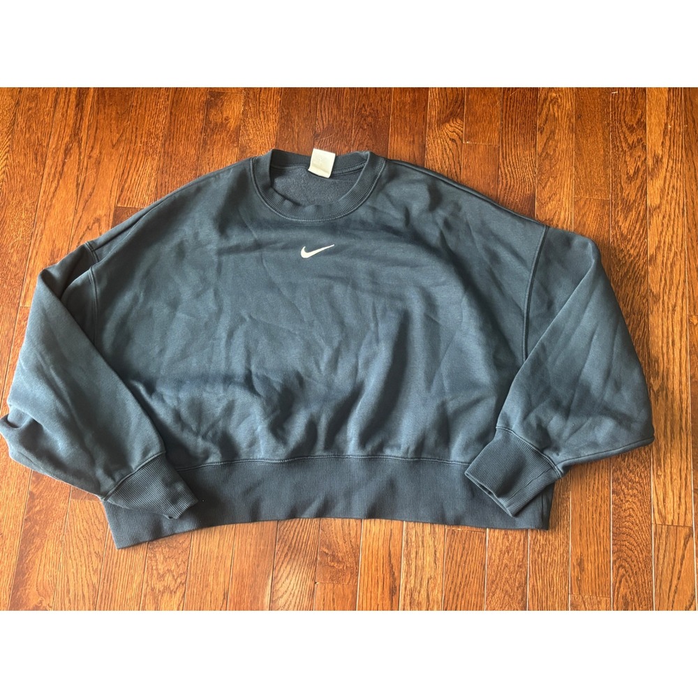 Nike Phoenix Fleece Sweatshirt Women L Armory Navy Oversized Crewneck DQ5761